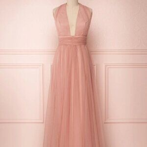 Elegant Backless Pink Dress